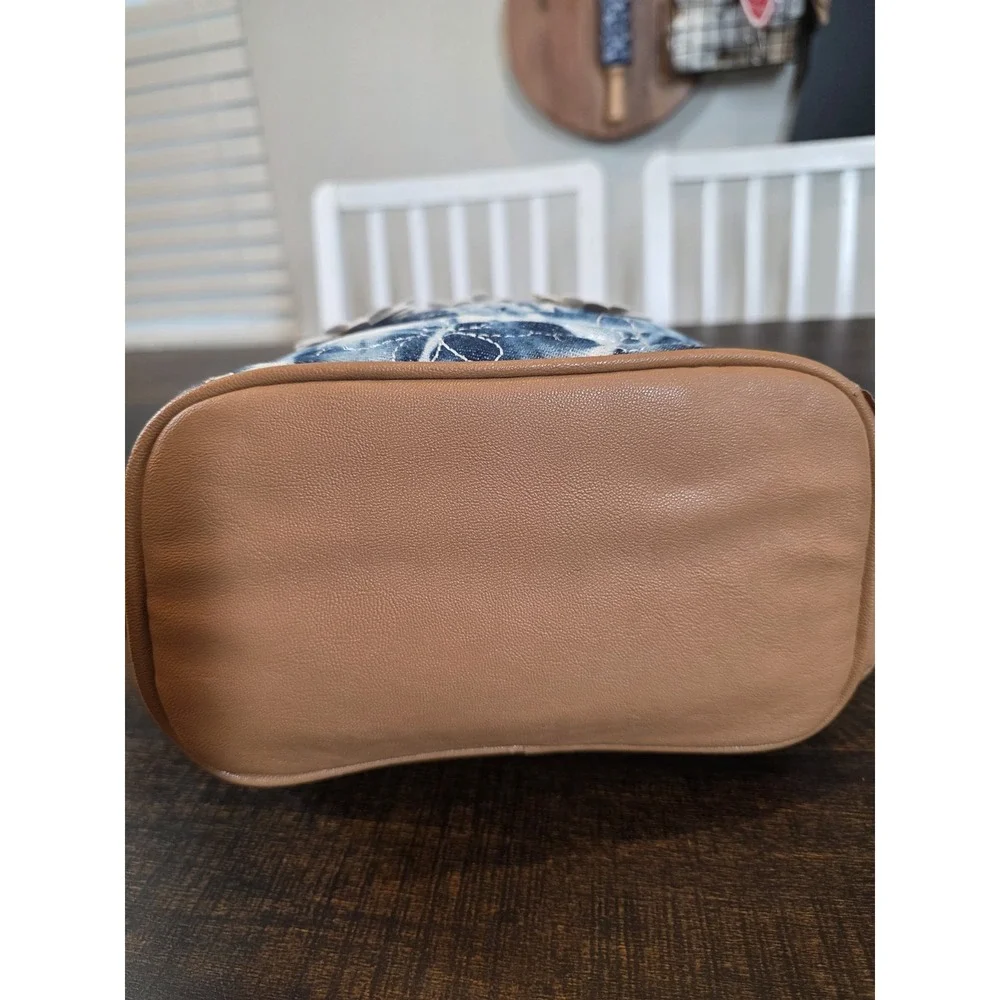 Betsey Johnson Tie Dye Denim Mini Backpack Blue Jean Quilted Flowers Bag 90s y2k - Picture 10 of 15